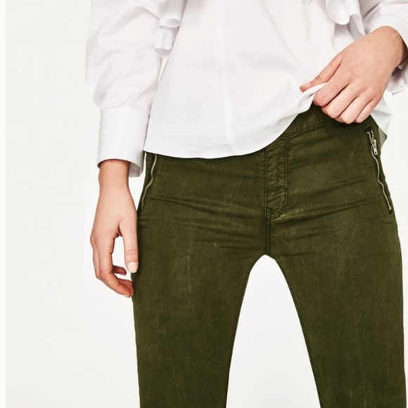 Zara Pants - Zara  woman lyocel blend army green skinny pants
